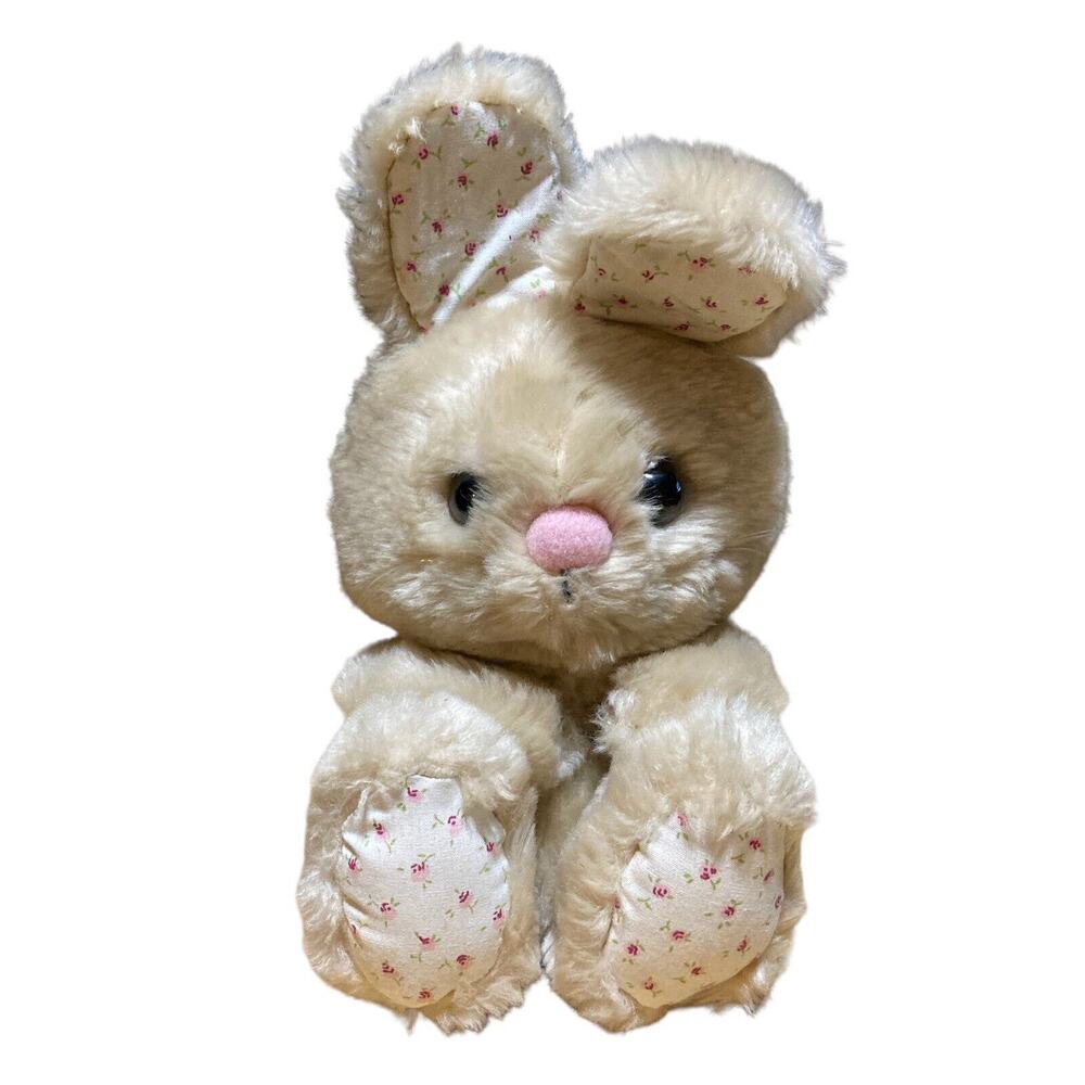 Vintage Dakin Bunny Rabbit 1982 8” Brown Plush Floral Ears Feet Easter